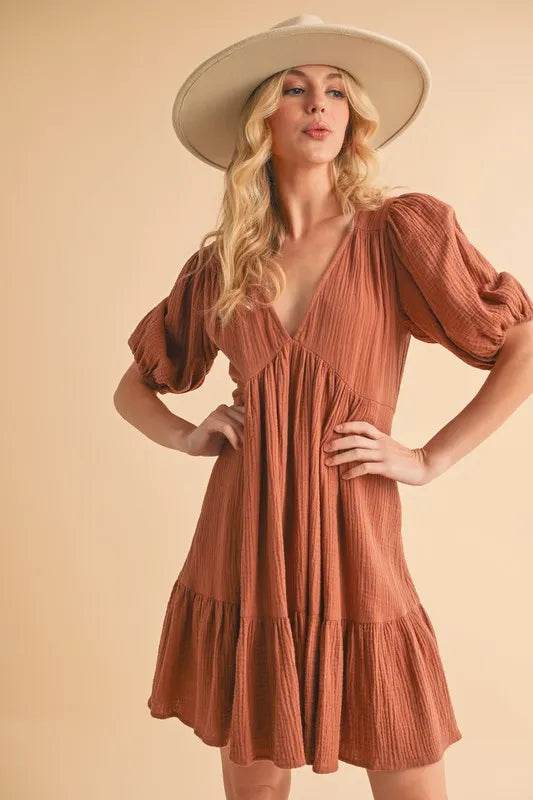 Aemi+Co Tied Back Ruffled Short Sleeve Mini Dress TERRACOTTA Trendsi 7e4af8a6e9ce4187b04e1a445e8ee716-Max-Origin