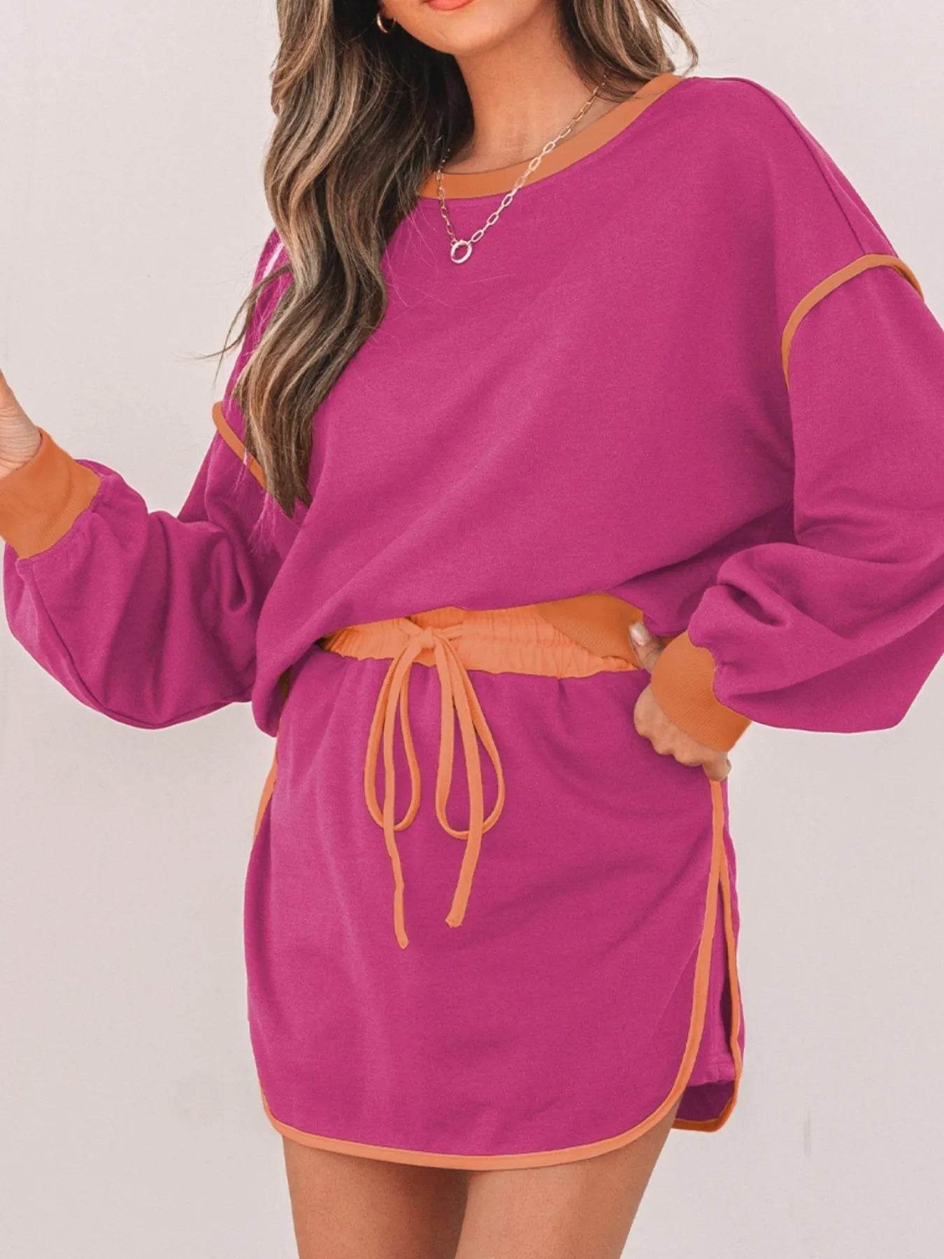 Contrast Trim Long Sleeve Top and Skort Set Trendsi 7e58a6fe-d840-465e-a1e1-a05a7ad95473-Max-Origin