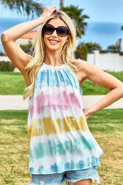 BiBi Tie-Dye Halter Neck Top Multicolor Trendsi 7ef4787b-1ee1-425c-893c-4d9c01533b8f-Max