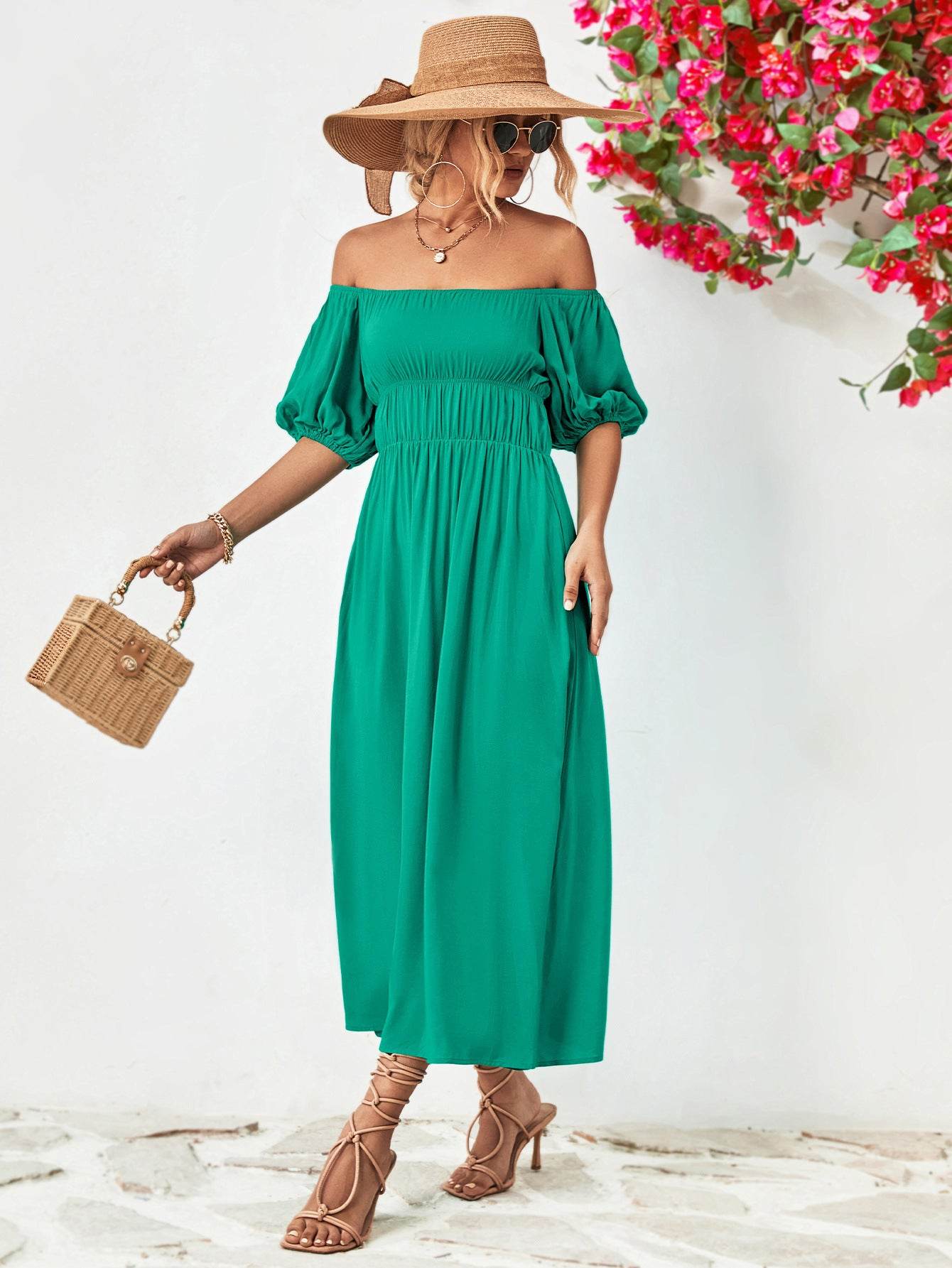 Off-Shoulder Balloon Sleeve Midi Dress Trendsi 7f13e2e07c994c4ea14f1e20b34ad1b0-Max