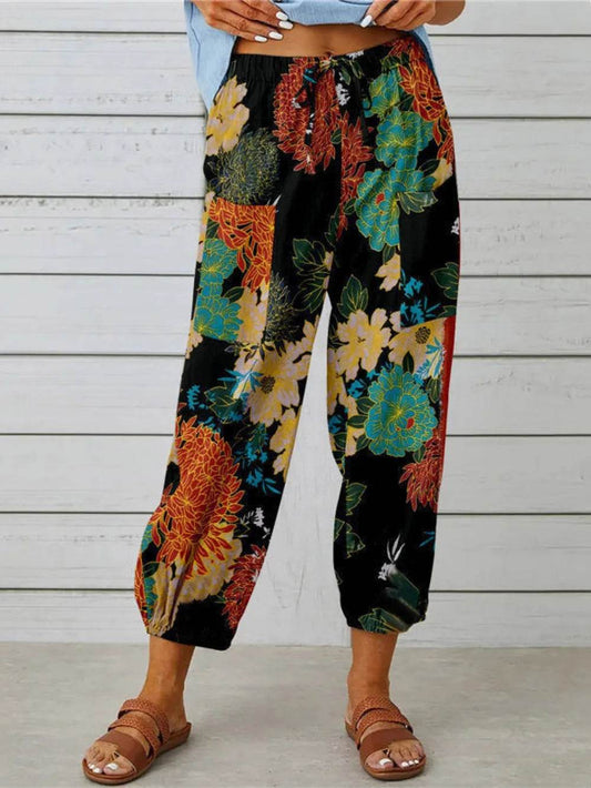 Printed Tied Cropped Pants Multicolor Trendsi 7f204908687f4190a3925f87b4db79f5-Max