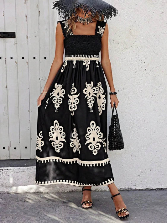 Smocked Printed Wide Strap Maxi Dress Black Trendsi 7f224e01-51fc-4153-a69a-c2b1b6665e47-Max-Origin