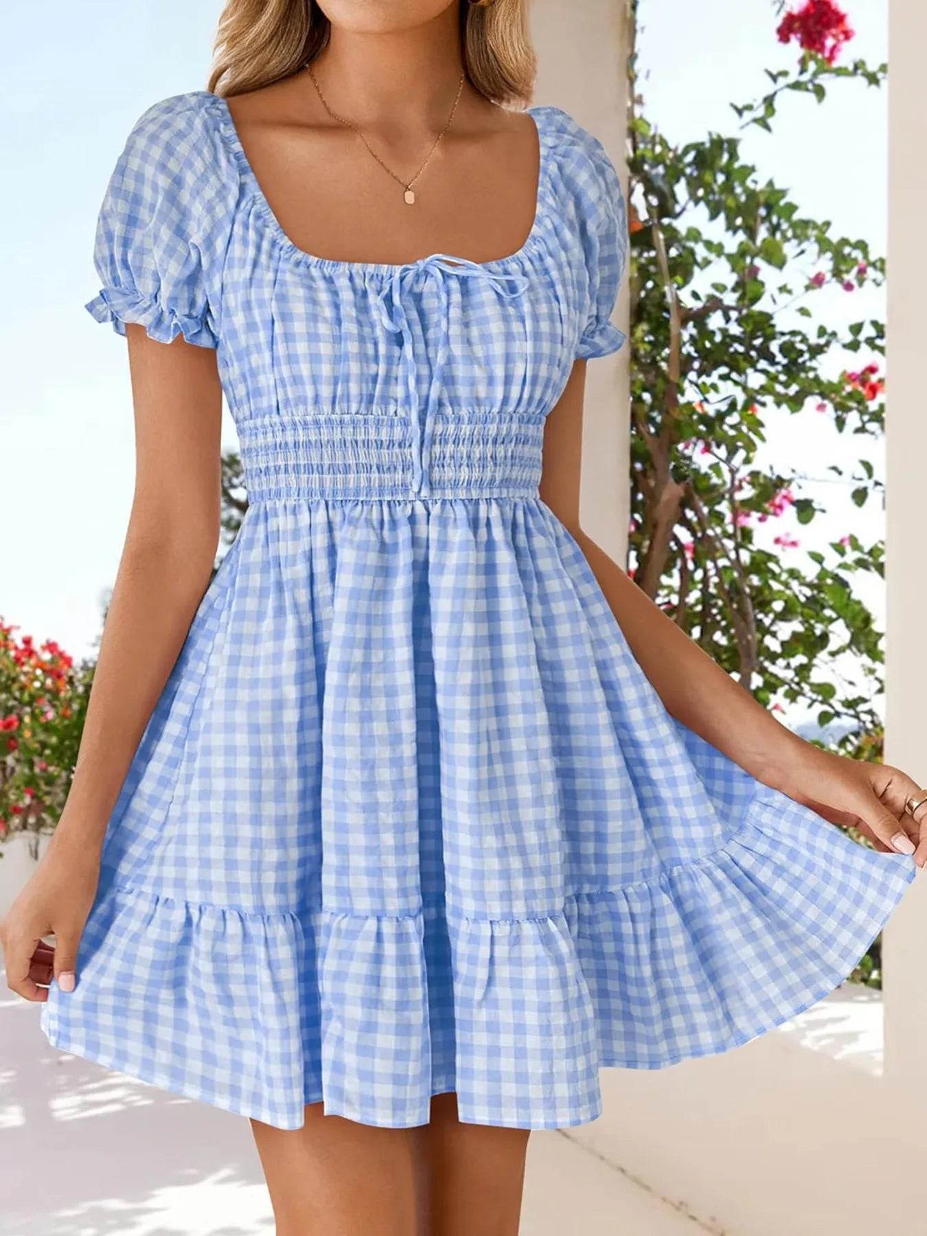 Gingham Smocked Puff Sleeve Summer Dress Blue Trendsi 7f33ad10e77742c2b07d766870d9e3ba-Max-Origin