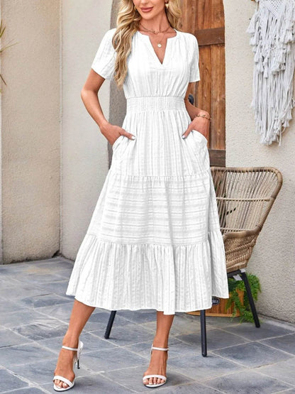 Tiered Notched Short Sleeve Dress White Trendsi 7f685d2c-795a-45a7-bd2f-7580ac47ff1c-Max-Origin