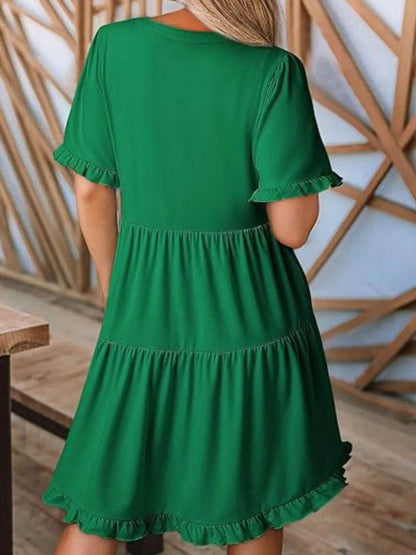 Tiered Notched Short Sleeve Mini Dress Trendsi 7fccacab-bf05-4054-bb75-7c4e2b44d610-Max-Origin