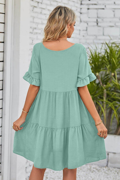 Mandy V-Neck Flounce Sleeve Tiered Dress Trendsi 7fe6d0684f1e4fe79b87062fa87df115-Max