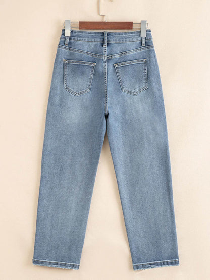 Distressed Ankle-length Straight Jeans Trendsi 7ffa44f97e104e6d824c8679e9559209-Max-Origin