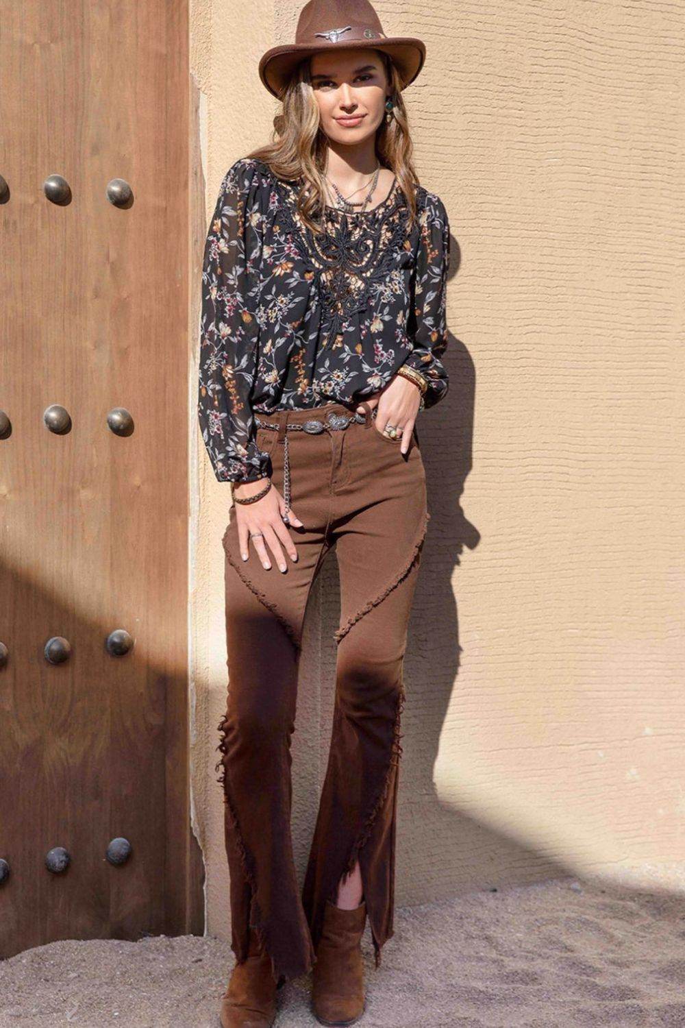 Printed Round Neck Long Sleeve Blouse Trendsi 804ae502ba1c4dd9a602c1f6611bce5c-Max
