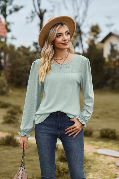 Round Neck Puff Sleeve Blouse Trendsi 80f669a02917475c9d6229c4fcb0bc09-Max