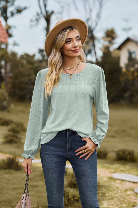 Round Neck Puff Sleeve Blouse Trendsi 80f669a02917475c9d6229c4fcb0bc09-Max