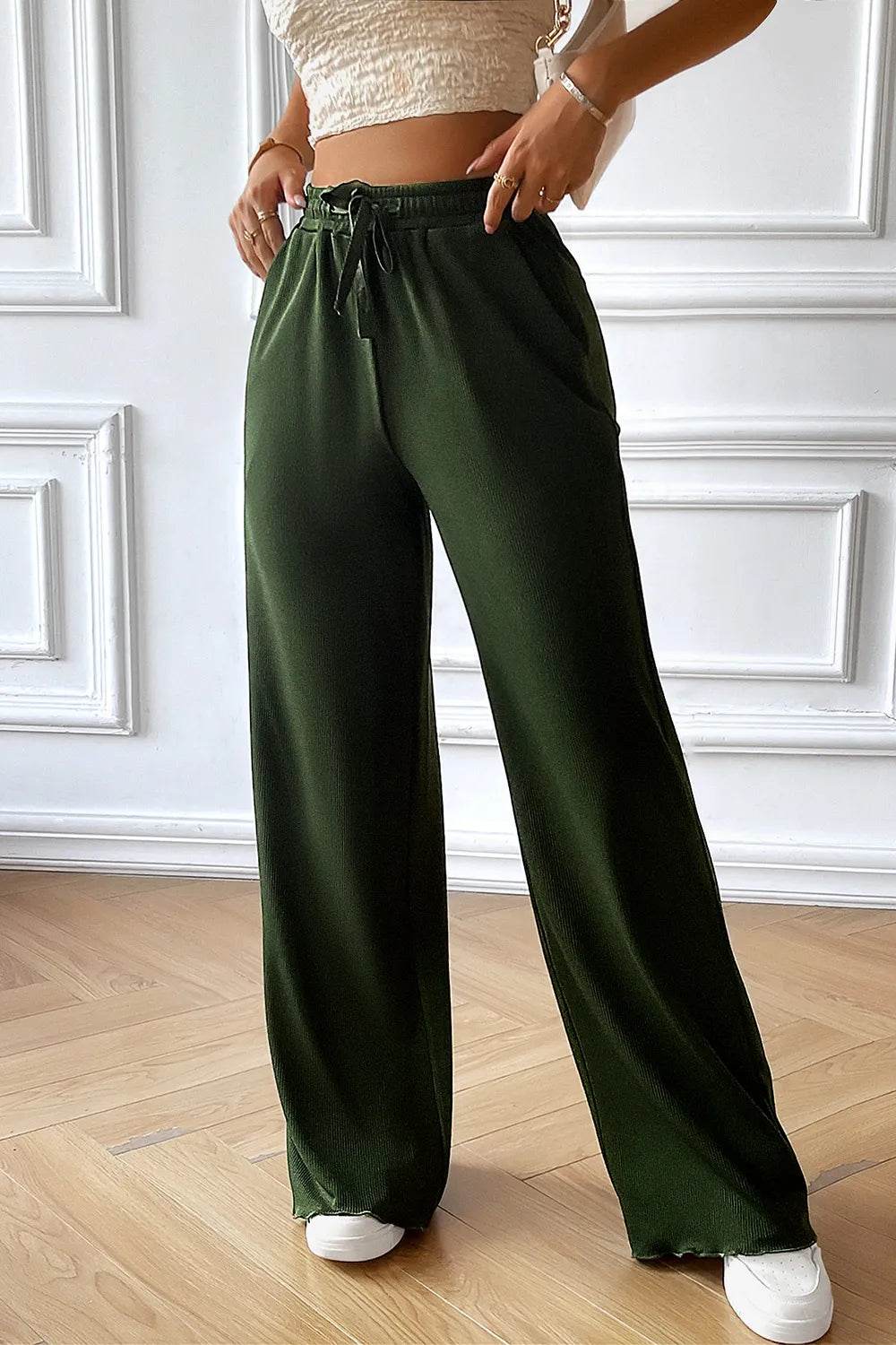 Devine Drawstring Wide Leg Pants with Pocketed Trendsi 80f9e403-35dc-4dab-9a74-28852a964aae-Max