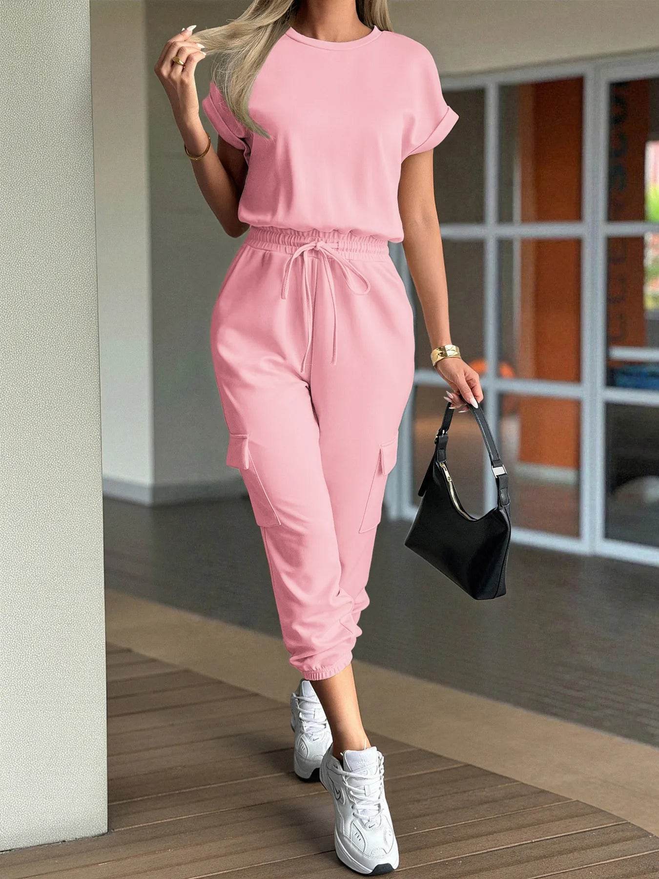 Round Neck Short Sleeve Top and Pants Set Pink Trendsi 813be0e31eea493d94cd3042d01ff983-Max-Origin