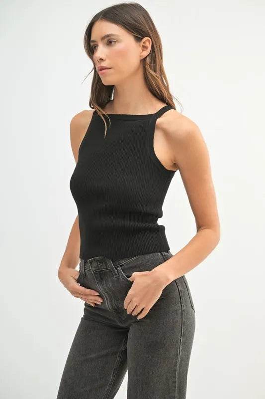 MABLE Ribbed Knit Tank Trendsi 8155784c-0f7a-4120-948d-82e6c7f814fe-Max-Origin