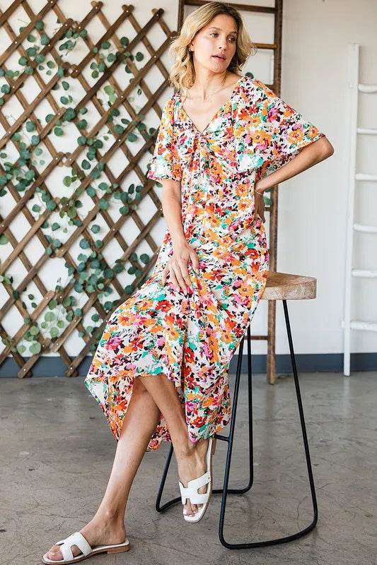 Lime 'N' Chili Floral Print Sweetheart Neck Tie Front Midi Dress Trendsi 817880ee30c5421d9e1c2e1d884b0866-Max-Origin