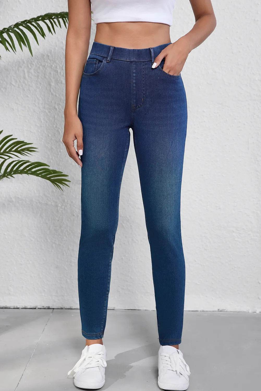 High Waist Skinny Jeans with Pockets Medium Trendsi 81bf1ffc-150b-499d-bf53-2f629a85cb7c-Max