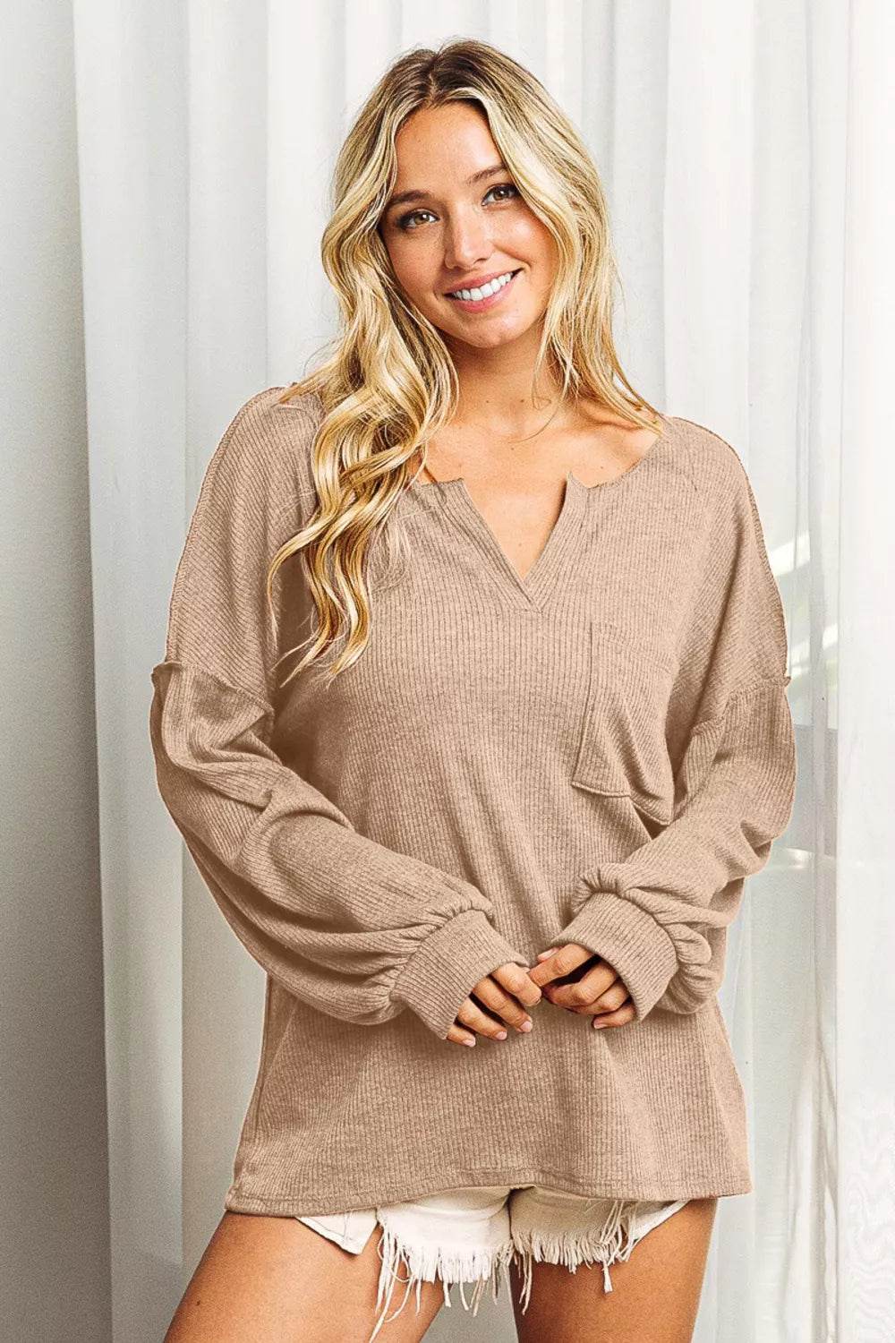 BiBi Exposed Seam Long Sleeve Top Trendsi 81d408cb-1243-4303-9c7d-c1292d394c5b-Max