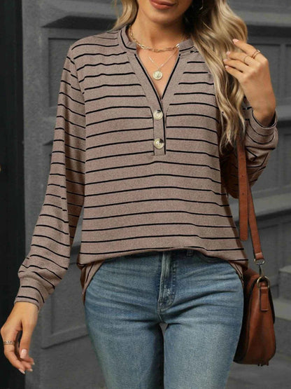 Striped Henley T-Shirt with Button Detail Trendsi 81e613da-9884-4eb4-abf3-a12c44bea112-Max-Origin