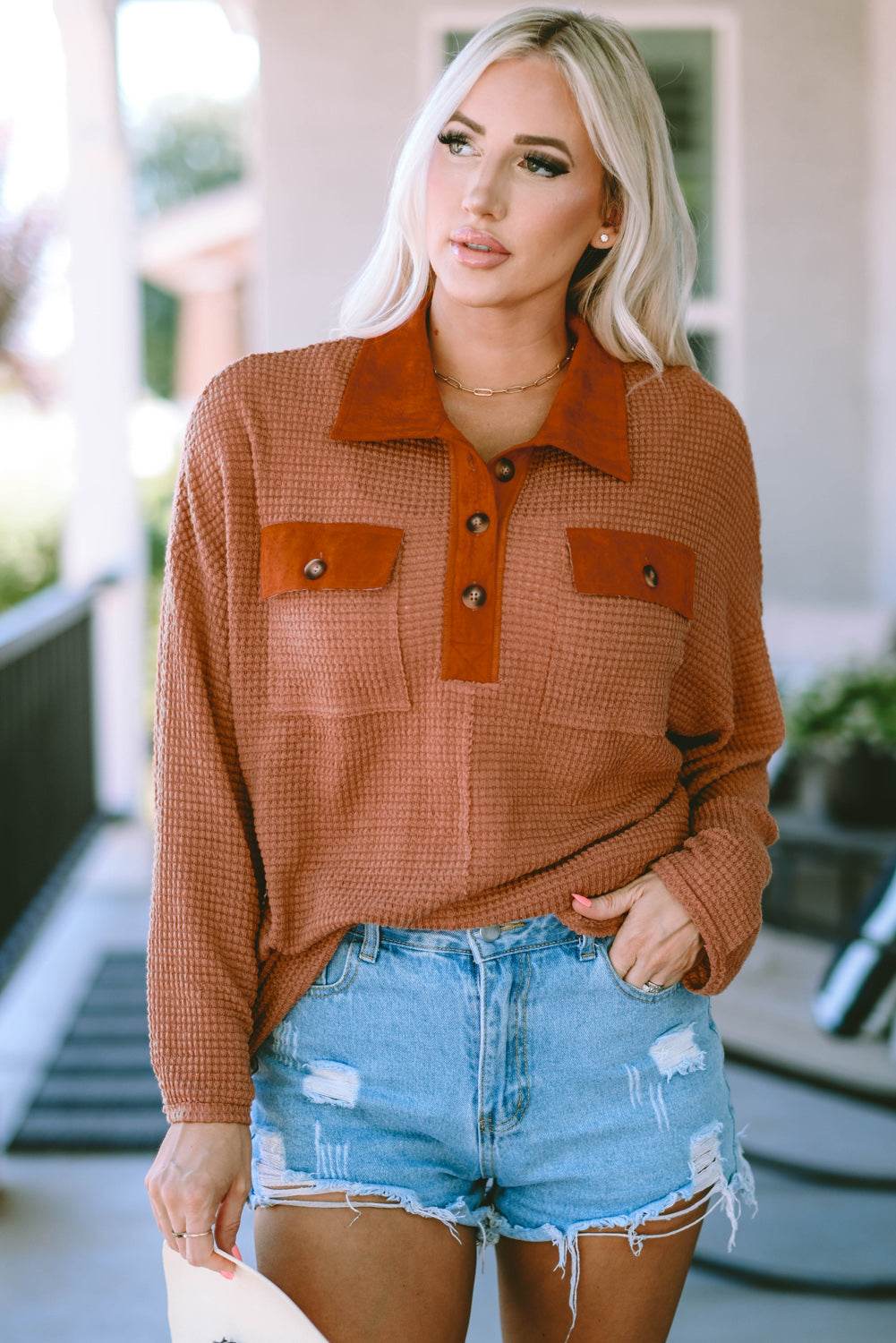 Half-Button Collared Long Sleeve Top Trendsi 81f5973fc22a4dab96c4cc0a5292a905-Max