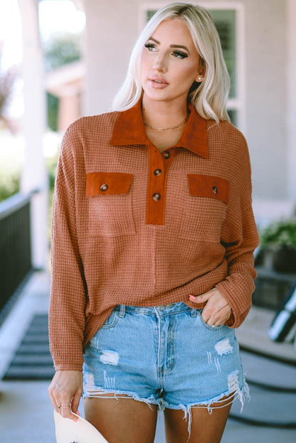 Half-Button Collared Long Sleeve Top Trendsi 81f5973fc22a4dab96c4cc0a5292a905-Max