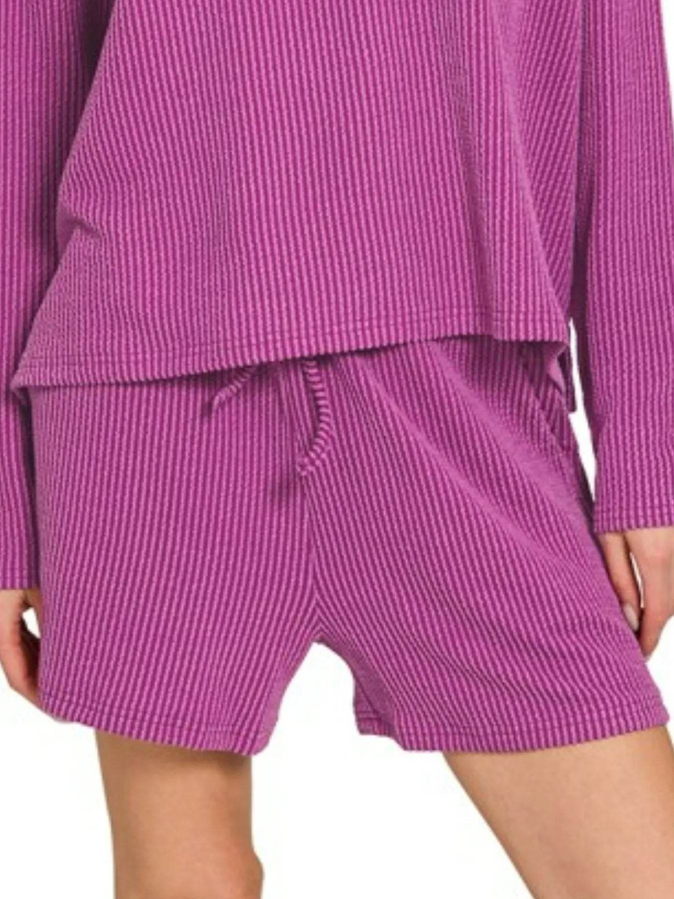Zenana Corded Rib Long Sleeve Tee and Shorts Set Trendsi 81f9b9cb-29a3-4d63-b152-1ea32b267919-Max-Origin