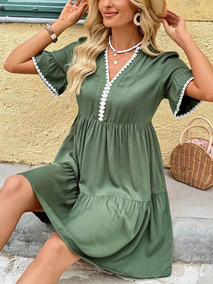 Lace Detail Notched Flounce Sleeve Mini Dress Trendsi 822517f4-ff2a-4785-97e4-1b27eafb2e5c-Max-Origin