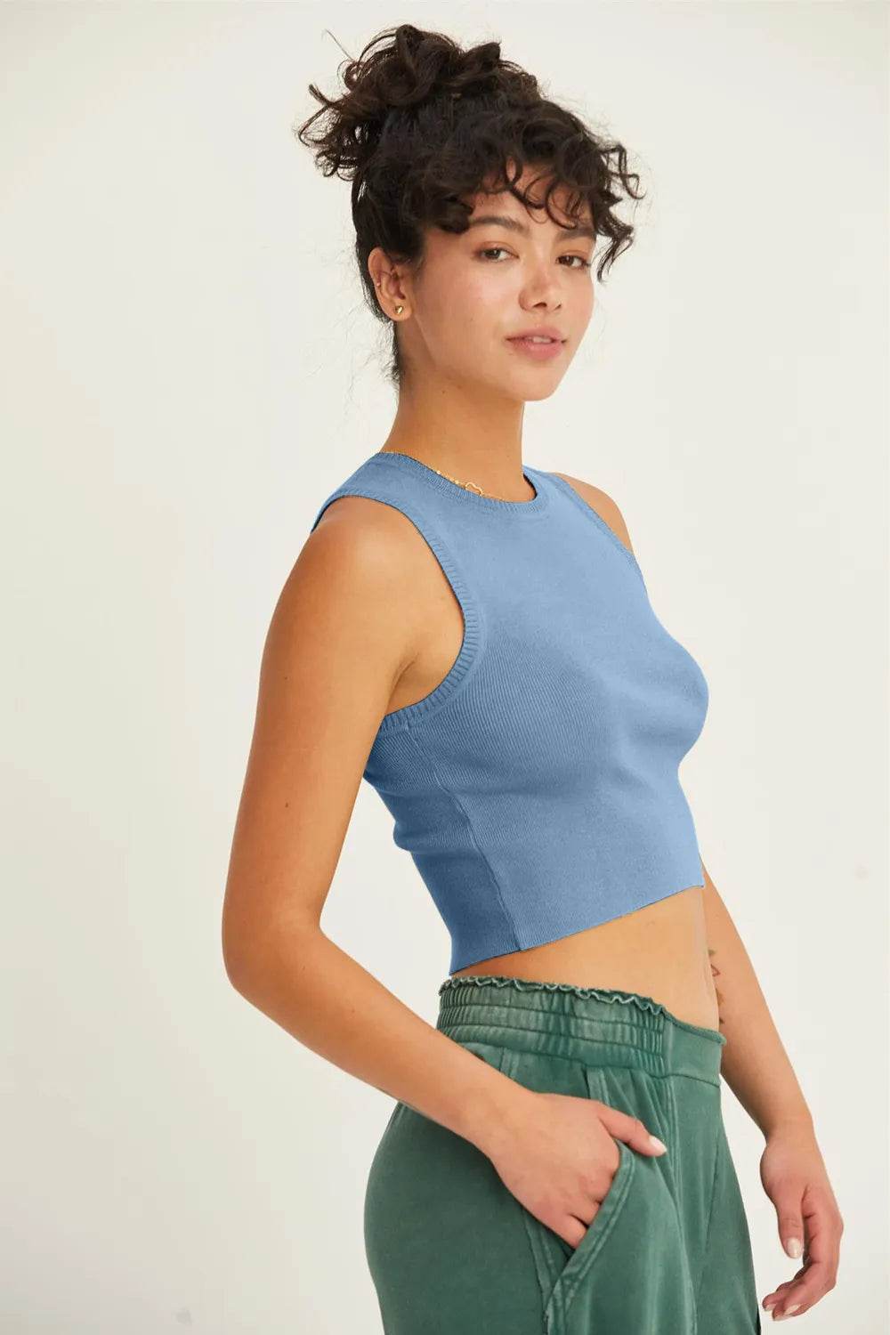 HYFVE Ribbed Knit Cropped Tank Gray Blue Trendsi 823bc19d-5326-40da-b14c-3161b9b0c766-Max