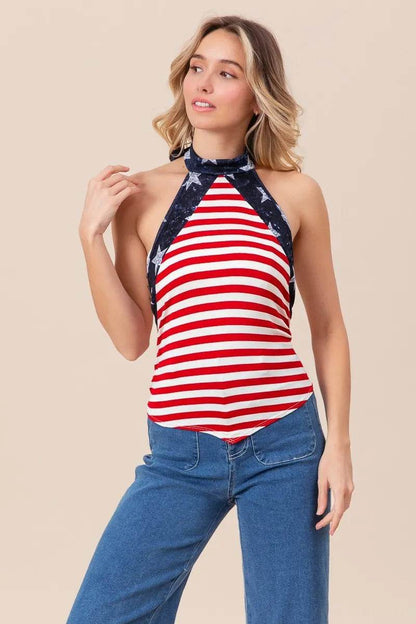 BiBi Stripe Jersey with Star Halter Neck with Tie Back Trendsi 8247bf71f6ee4b1e99470d2f2303575b-Max-Origin