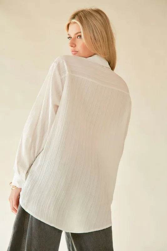Davi & Dani Crinkled Jacquard Button Down Shirt Trendsi 8258c12d-852f-42e4-bb77-c663328585bf-Max