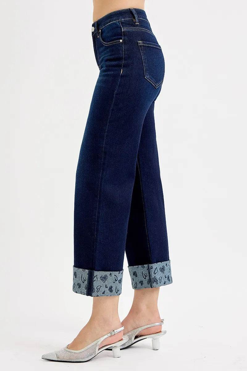 RISEN Full Size Mid Rise Fit Crop Wide With Printed Cuff Jeans Plus Size Trendsi 827af678034740628a3122c0373e5c7d-Max-Origin
