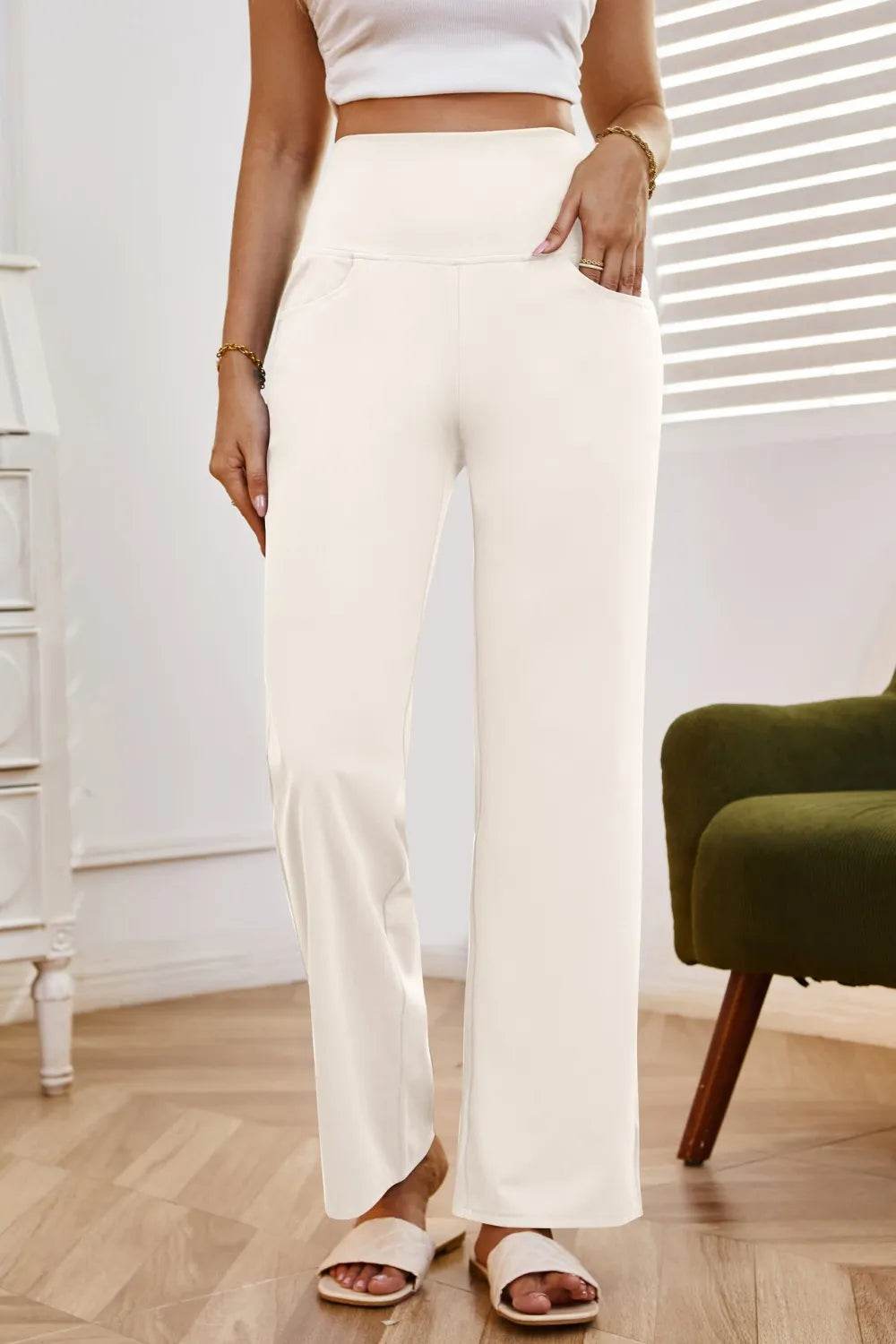 High Waist Wide Leg Pants with Pockets Trendsi 82a9bde9-a25e-4878-afd0-130bbbd00a16-Max
