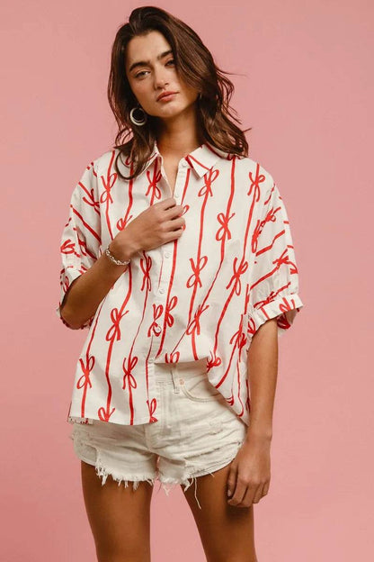 BiBi Bow Ribbon Woven Printed Button Down Shirt Trendsi 82b76239c0a14a48b9eff4f19d335165-Max-Origin
