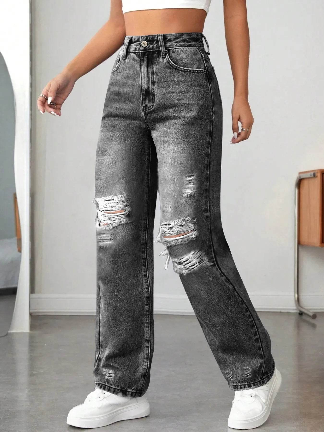 Distressed High Waisted Jeans Black Trendsi 82f756f0c2194118be25eb52f913124f-Max-Origin