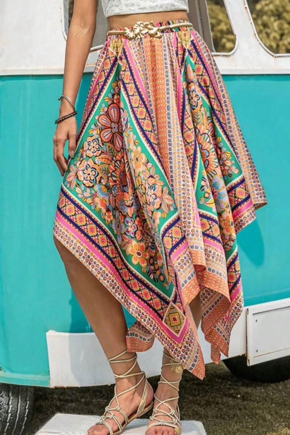 Printed High Waist Handkerchief Hem Skirt Multicolor Trendsi 82fd5e27-6a03-49f7-8590-8687d8df2104-Max