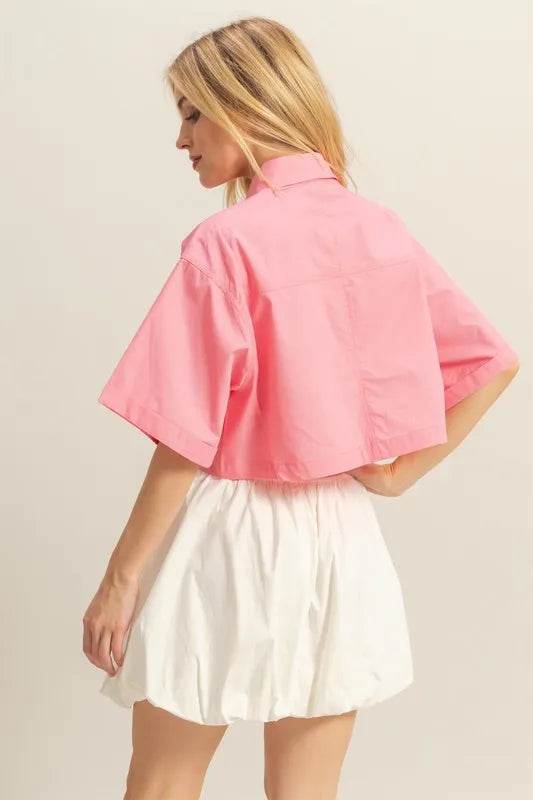 HYFVE Front Pockets Poplin Collared Neck Crop Shirt Trendsi 831d56c5-b5ff-4bb9-8b14-21b0627d5fd0-Max