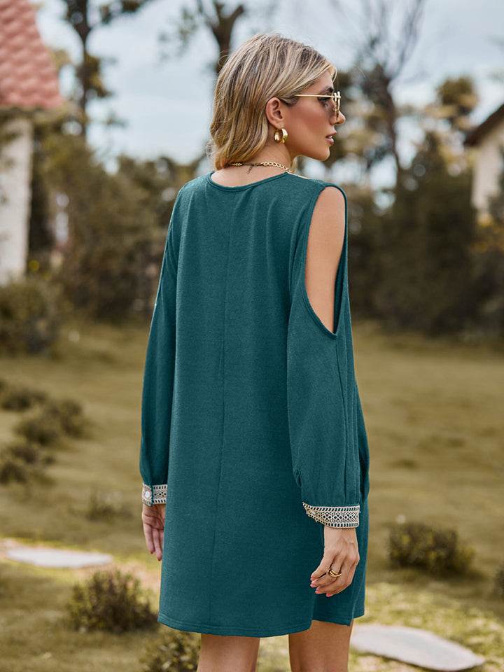 V-Neck Cutout Sleeve Mini Dress Trendsi 8337e5aaa2d34f0a9d96085580f48aab-Max