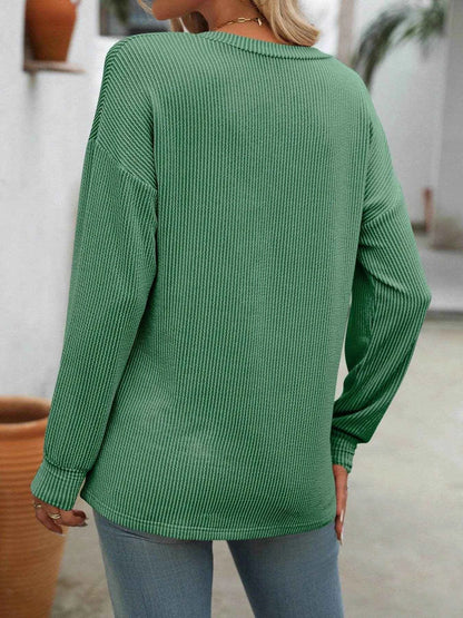 Ribbed V-Neck Long Sleeve T-Shirt Trendsi 834d300e-ca86-4dfb-81ef-2f56f8ea9e6d-Max-Origin