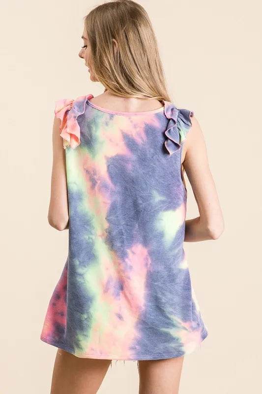 BiBi Tie Dye French Terry V Neck Top with Ruffle Trendsi 8357083bc4144054ba716ad91662cb61-Max-Origin