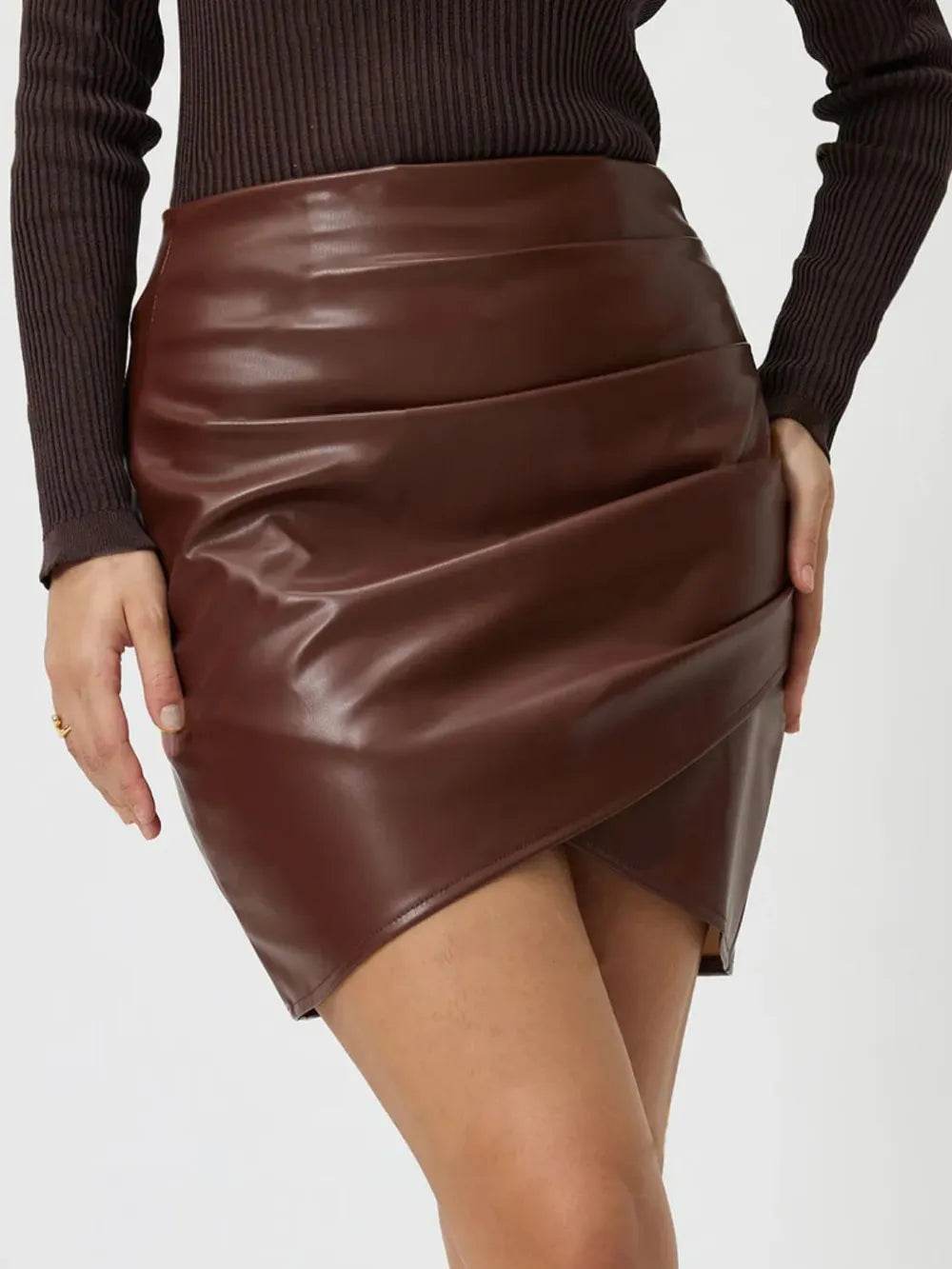 Ruched Asymmetrical Hem Skirt Trendsi 8376a0bc-59d1-4db5-90f7-273b9205ae1d-Max
