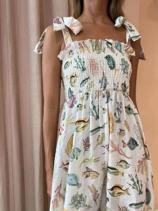Floral Tie Shoulder Smocked Bodice Summer Dress White Trendsi 838e2529-d34f-4480-bd47-90fe7d272c24-Max-Origin
