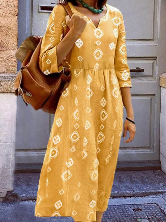 Geometric Notched Neck Dress Yellow Trendsi 839d9aab462f4bdb8b6f67876336dc68-Max