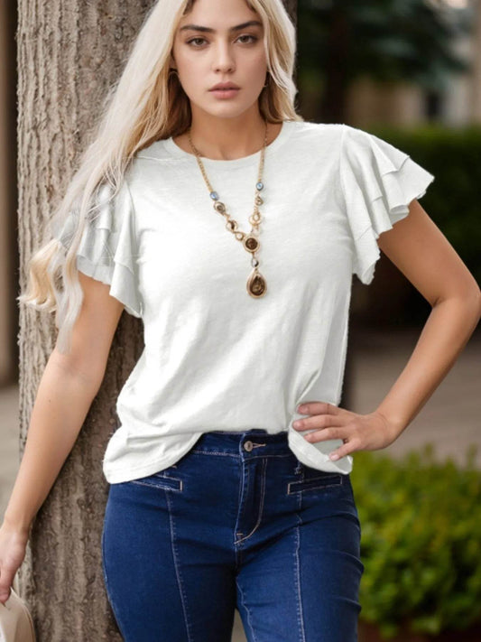 Ruffle Sleeve Round Neck Top White Trendsi 83b72fec-831c-41fc-abf6-5d6daecbe897-Max-Origin