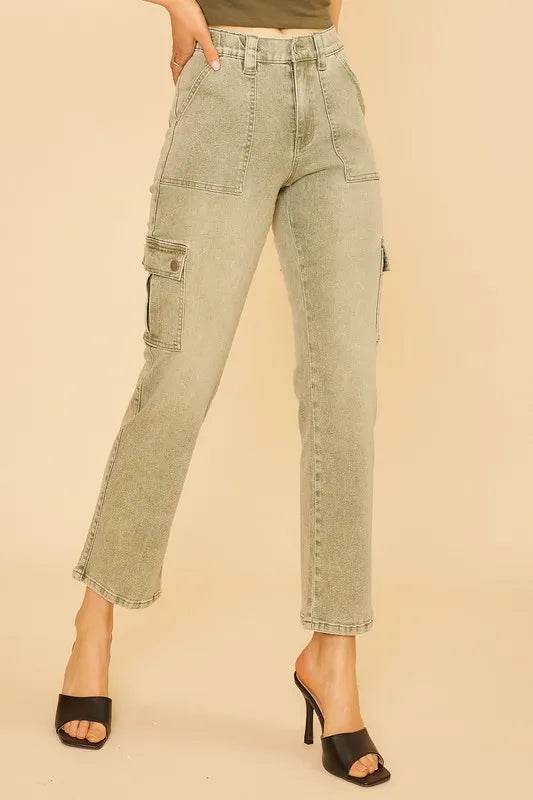 Annie Wear Straight Leg Jeans with Cargo Pockets Sage Trendsi 83c6c5cf-8858-4af9-a8b9-603ee5c417e9-Max