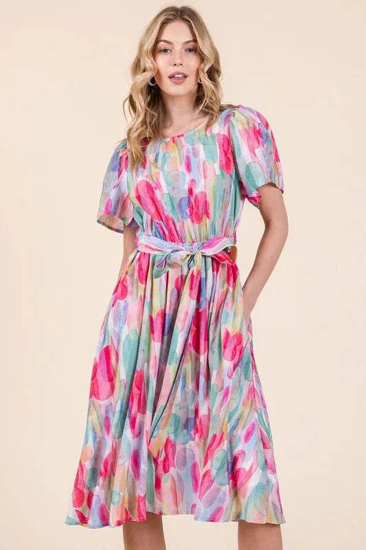 Lime 'N' Chili Watercolor Print Tie Front Midi Dress PINK COMBO Trendsi 83d9a988804943cb91e1e3a93cfbcf50-Max-Origin