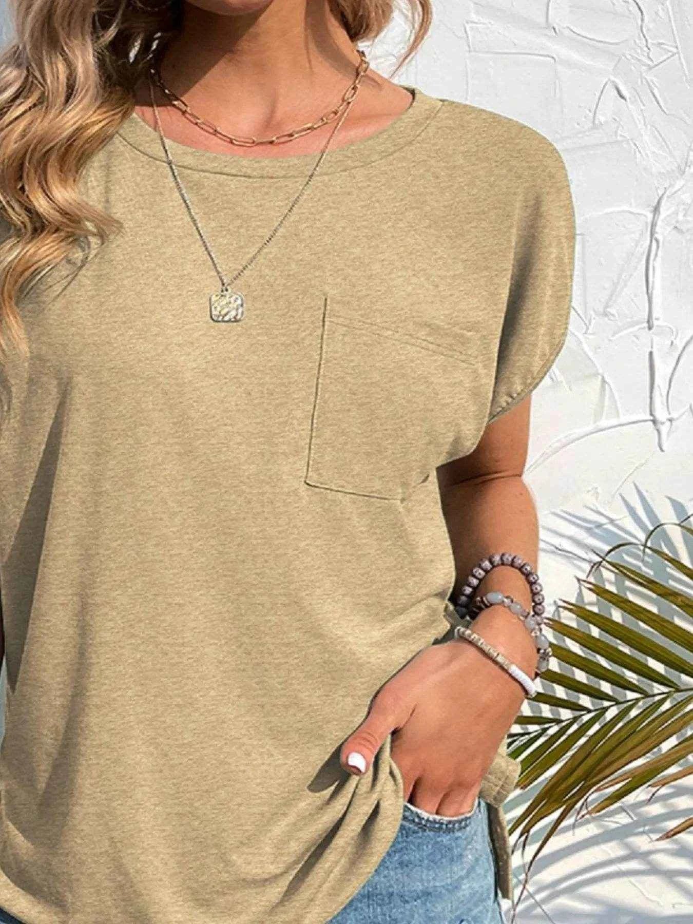 Side Slit Round Neck T-Shirt Trendsi 83da948c-309b-483f-b0da-e48b4c9f0cd0-Max-Origin