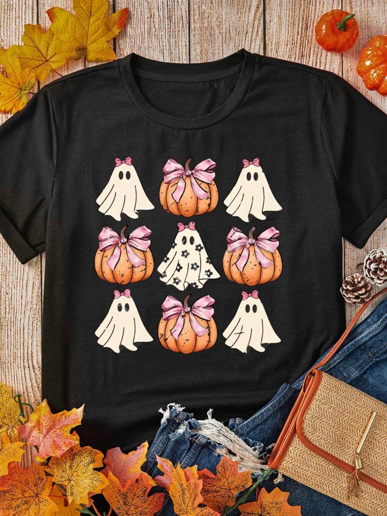 Halloween Bowknot Ghost Pumpkin Graphic T Shirt Trendsi 83fb5c5d71da4e26a4e5f154d37cab70-Max-Origin