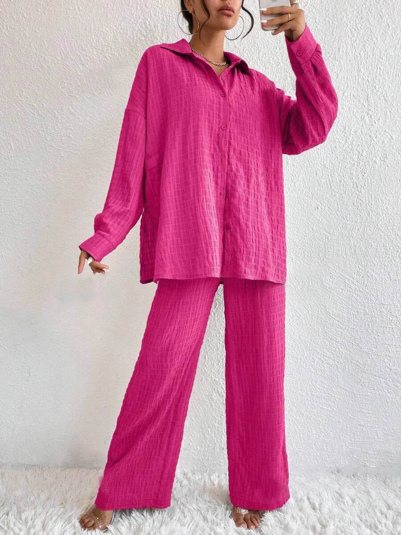 Button Up Long Sleeve Shirt and Pants Set Trendsi 840d691889794e83a09cefc5e93478bf-Max-Origin