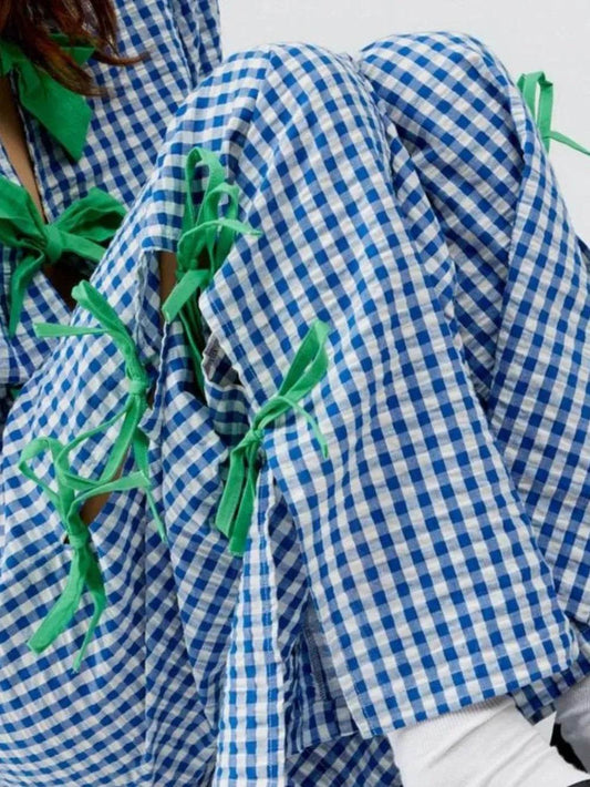 Side Tied Plaid Pants Trendsi 84102214-3fb7-4ebc-b4df-961733285f83-Max
