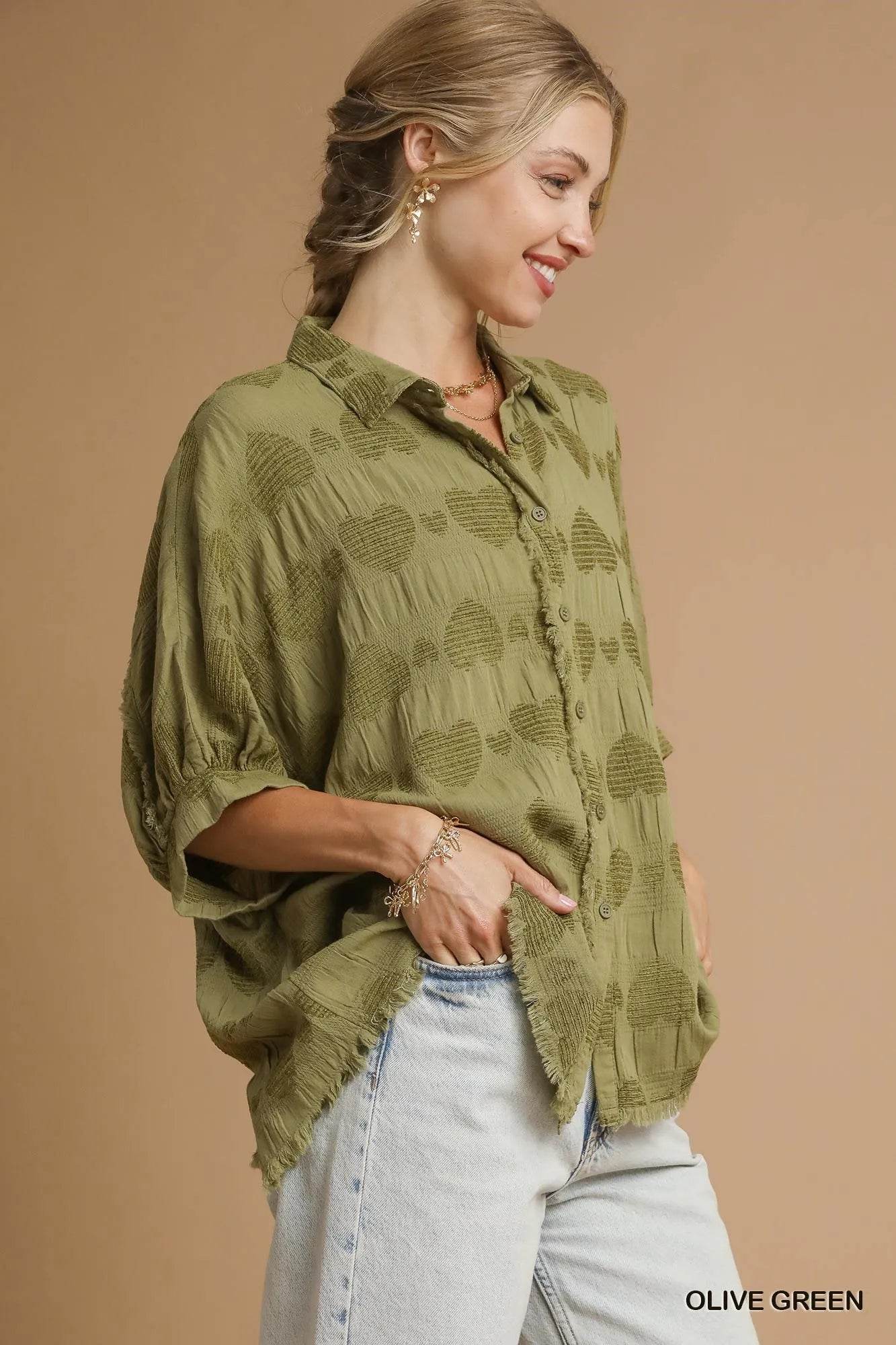 Umgee Jacquard Heart Collared Shirt Trendsi 8432f12f-068b-4f25-962d-d832e51c2e6e-Max-Origin
