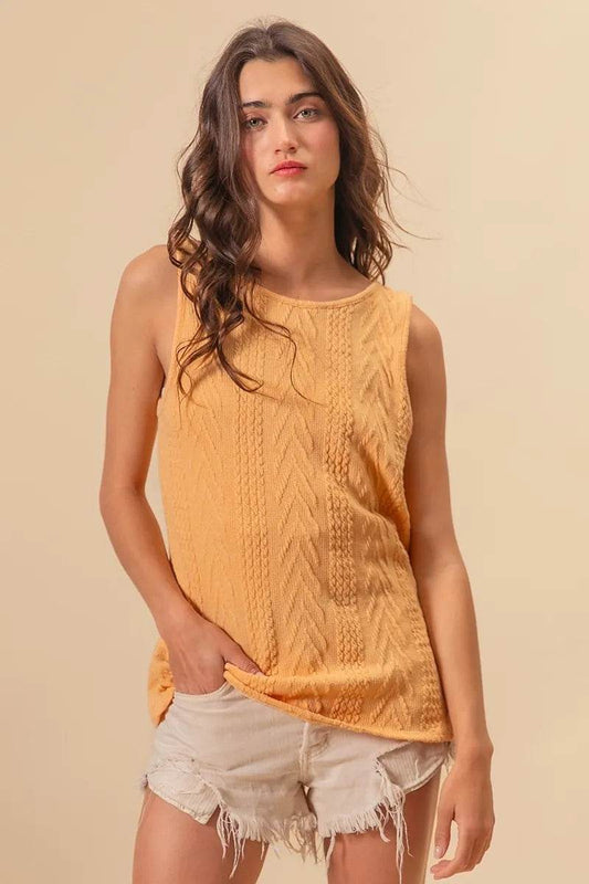 BiBi Textured Sweather Knit Twist Back Sleeveless Top Trendsi 8471b1a433784a60b2c309606498806c-Max-Origin