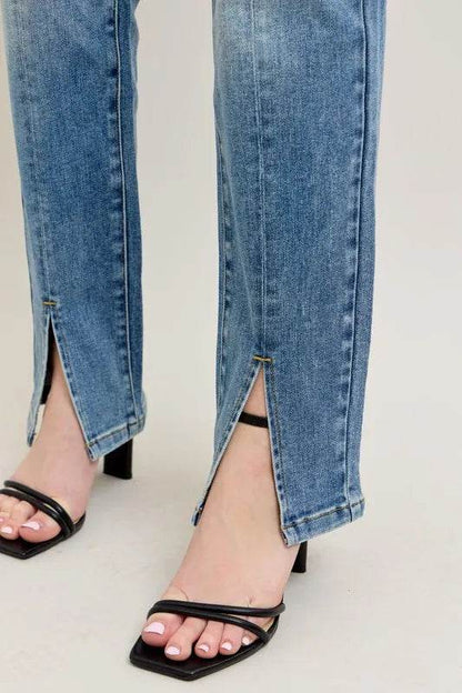 Judy Blue Full Size High Waist Vintage Wash Front Seam & Slit Straight Plus Size Trendsi 8490fe735d6f4923874339a8f7a42e4b-Max-Origin